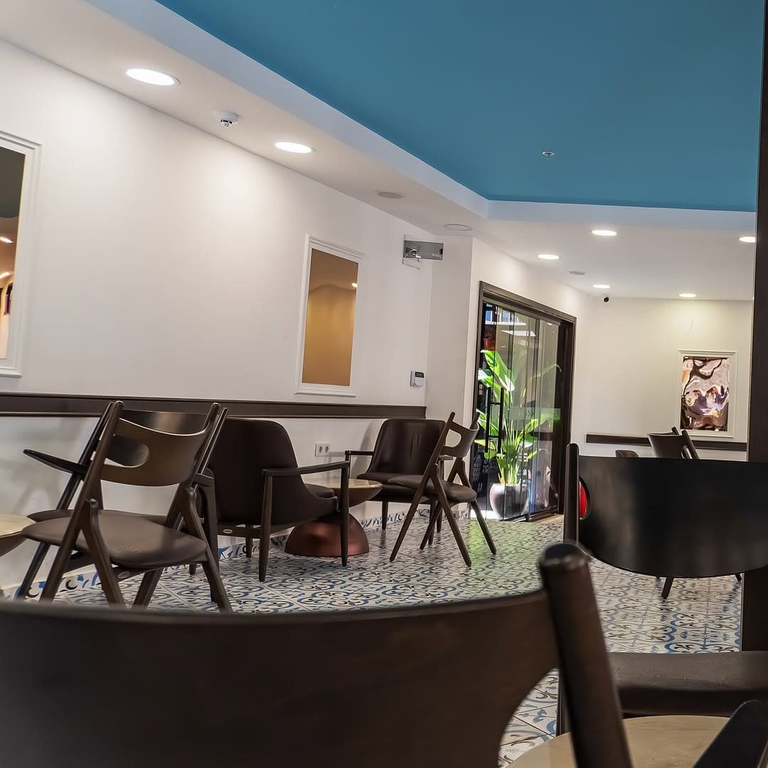 Cafe Interior with Orange Frames